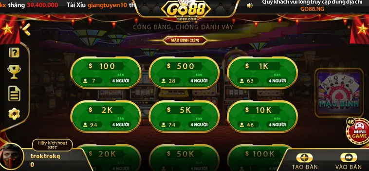 Mậu Binh Tại Go88 Sảnh Bài Chiến Thuật Nhận Thưởng Tỷ Đồng Uy Tín Nhất 2026