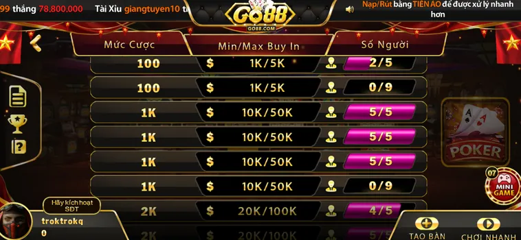 Poker Tại Go88 Đẳng Cấp Bài Tố Quốc Tế Nhận Thưởng Cực Lớn Năm 2026