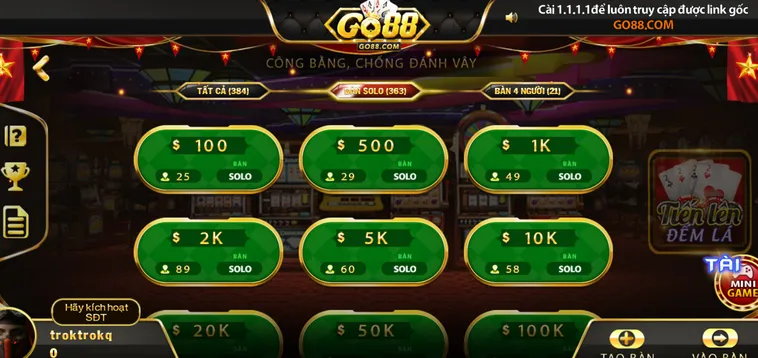 Chinh Phục Tiến Lên Đếm Lá Tại Go88 Để Trải Nghiệm Cảm Giác Về Nhất Ăn Tất Đỉnh Cao