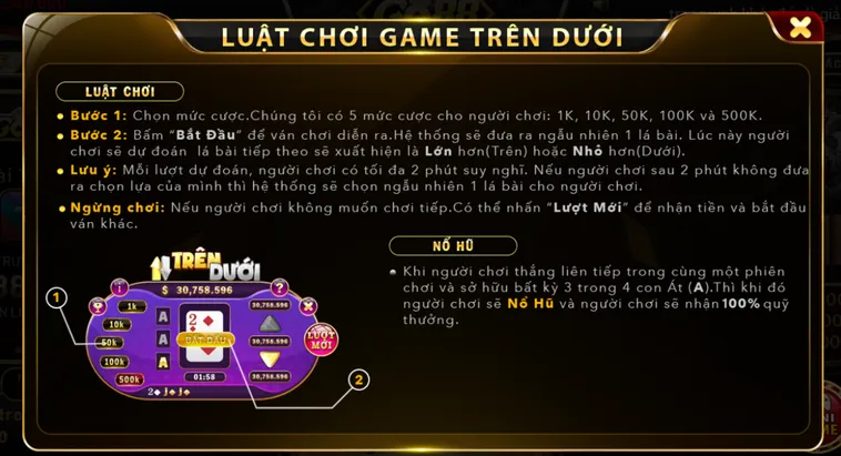 Minigame Trên Dưới Tại Go88 Đẳng Cấp Dự Đoán Nhận Thưởng Cực Lớn Năm 2026